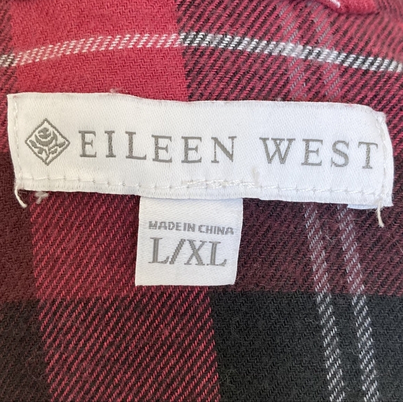 SOLD Eileen West plaid tartan black Pink Christmas long Robe cotton Classic L - Picture 17 of 17